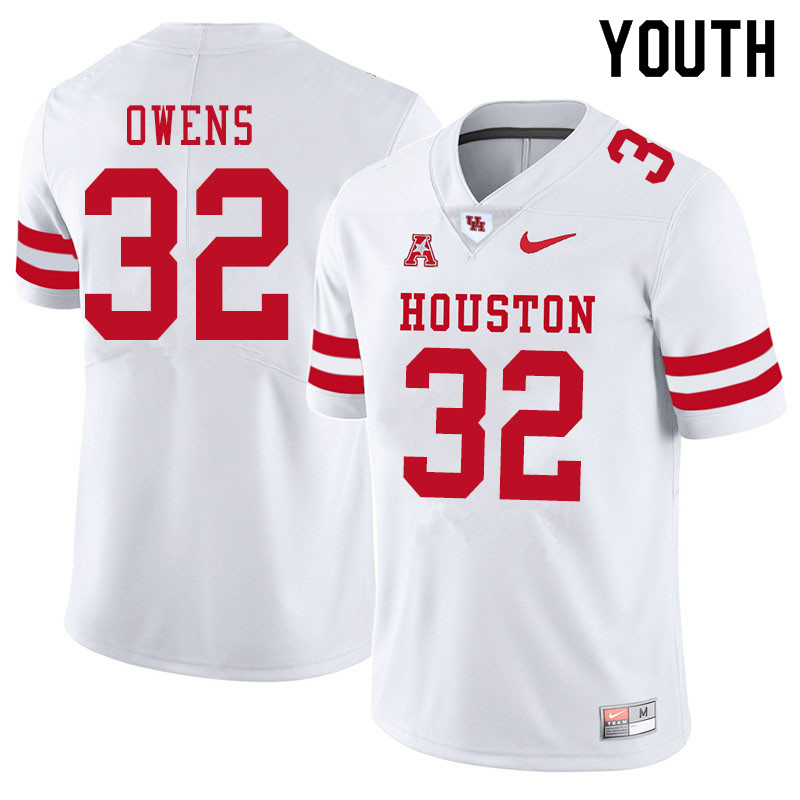 Youth #32 Gervarrius Owens Houston Cougars College Football Jerseys Sale-White - Click Image to Close